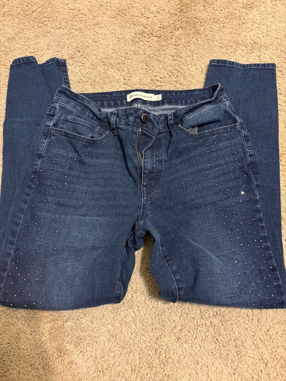 Rebecca Minkoff Dark Blue Skinny Jeans with Stud Detailing